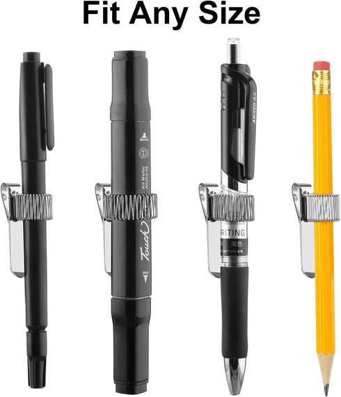 Outus 12 Pcs Pen Holders for Clipboard, Metal Pen Clip Holder Attachment with Adjustable Spring Loops for Office