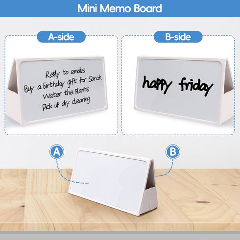 Mini Desktop Double-side Dry Erase Board, Foldable Double-side Stand-up Whiteboard with Dual-tip Marker (Two Board) by DASHIFY