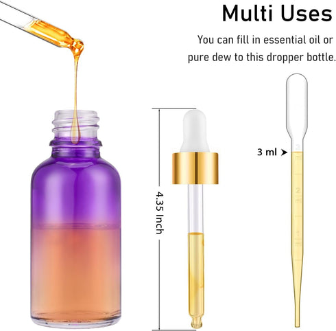 2 oz Glass Dropper Bottles with Golden Top Cap, 24 Pack Tincture Bottle with Labels and Funnel for Essential Oils