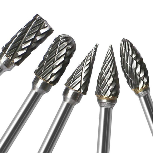 Tungsten Carbide Burr Set, Carving Bits with 1/8 inch Shank, Double Cut Engraving Bits, Rotary Tool Accessories for