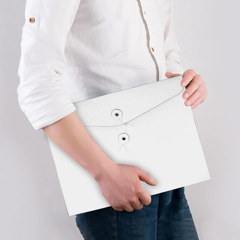 VANRA Kraft String Envelope File Folder, Project Pockets Document Organizer, Flat-No Expansion A4 Size (White, Pack of