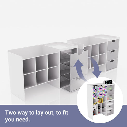 White Plastic Desktop Organizer Stackable Office Desk Supplies Storage, Stationary,Marker,Crayon Organizer with Drawer