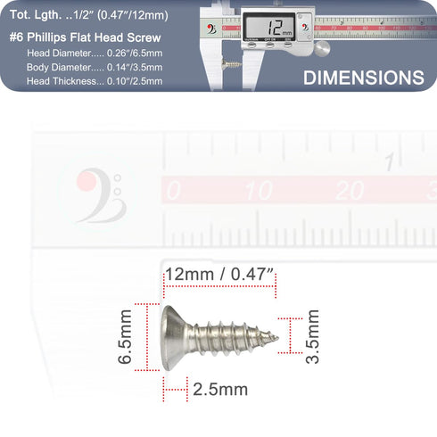 Wood Screws - 120PCS Flat Head Phillips Screws, 304 Stainless Steel with Adjustable Countersink Kit
