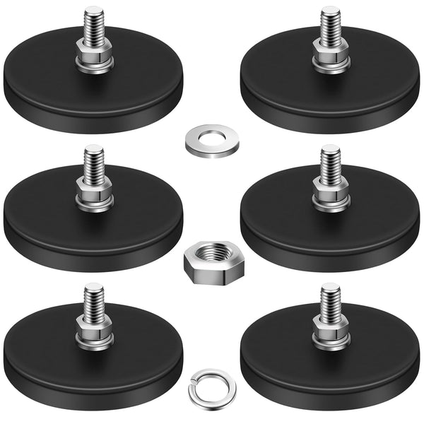 DIYMAG 6Pcs Rubber Coated Magnets, Adhesive Power 30LBS Anti-Scratch Neodymium Large Magnet