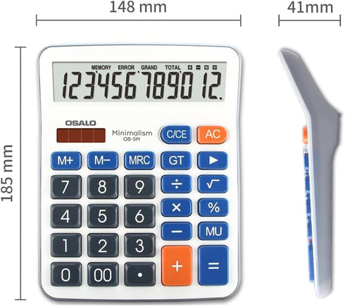 Desktop Calculator, Extra Large 5-Inch Clear LCD Display, 12-Digit Big Number Button, Auto Sleep Function