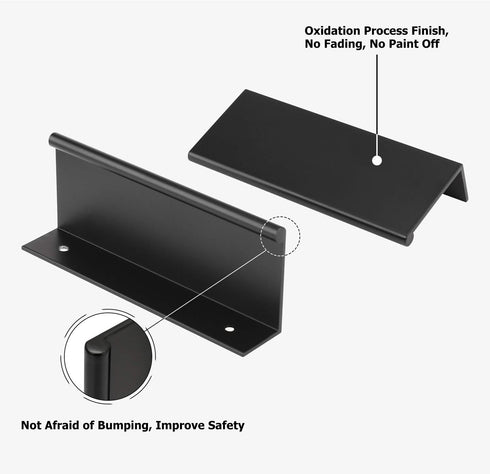 Edge Pull Finger Pull Handle - LS7030BK96 Black Cabinet Finger Pulls, 5 Pack