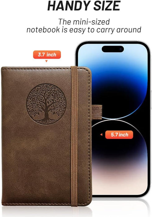 Small Pocket Leather Journal Notebook Mini (Brown)