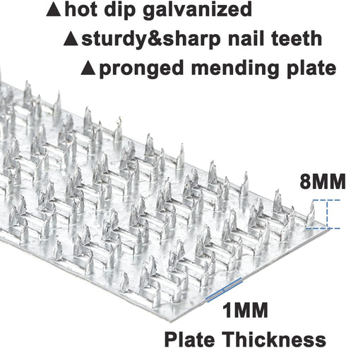 Truss Plates 2 X 4 Inch, 30Pcs Pronged Steel Mending Plate with Nail Teeth for Roofing Wood Connector
