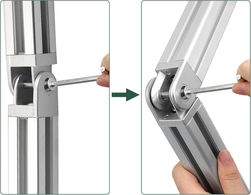 JiGiU 2 Pcs Die-Cast Zinc Alloy Pivot Joint for 3030 Series Aluminium Profile Extrusion, 180° Adjustable Brackets