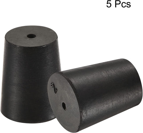 MECCANIXITY Rubber Tapered Plug, 16mm to 20mm with Hole, Black Test Tubes Bungs Stopper, 5 Pieces for Lab Home