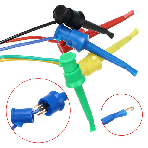 Sumnacon 5 Pcs Multimeter Electrical Test Dual Lead Test Hook Clips, 5 Colors Silicone Flexible Test Cables
