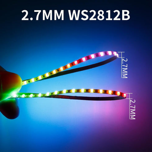 3.2FT WS2812B WS2812 2.7mm Strip,160LEDs/m Backlight,DC5V Ultra Narrow LED Individually Addressable Dream Color