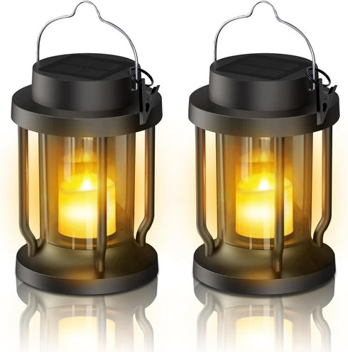 FriutShine Solar Lantern Outdoor Indoor Use Hanging Solar Lights with Realistic Flickering Flameless