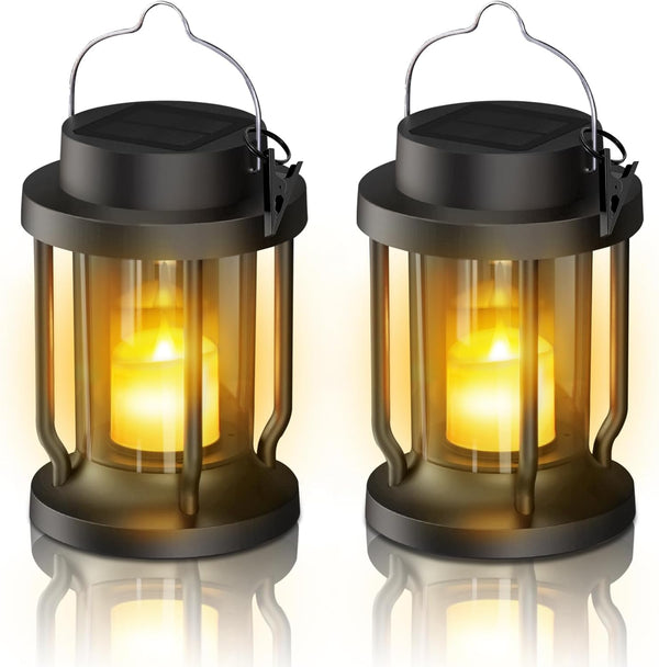 FriutShine Solar Lantern Outdoor Indoor Use Hanging Solar Lights with Realistic Flickering Flameless