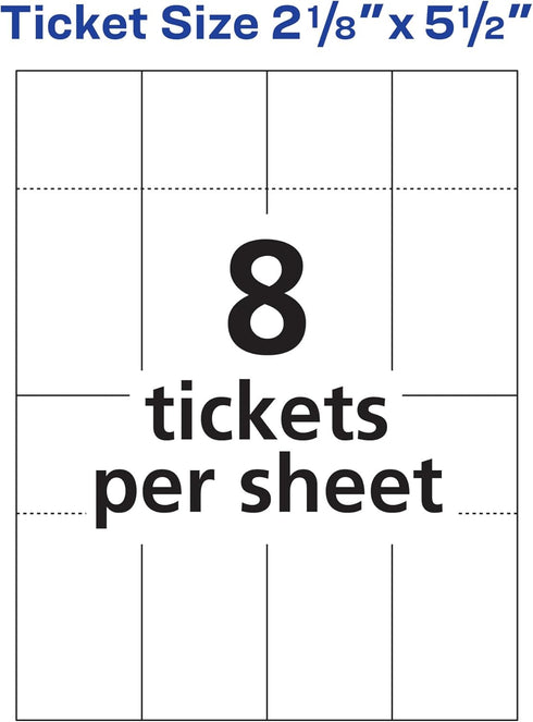Avery Printable Tickets, 2-1/8" x 5-1/2", Laser/Inkjet, 200 Total for Raffle Tickets (16431)
