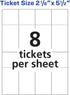 Avery Printable Tickets, 2-1/8" x 5-1/2", Laser/Inkjet, 200 Total for Raffle Tickets (16431)