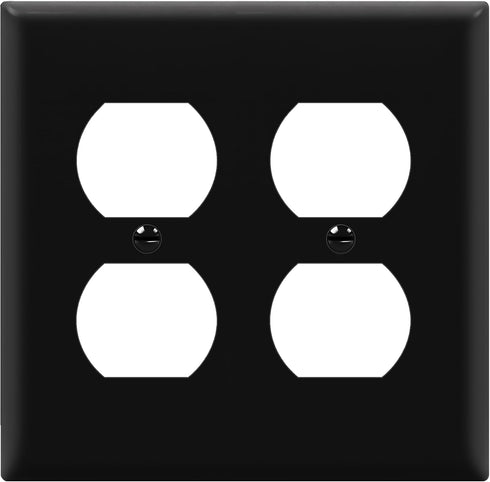 ENERLITES 8822-BK Double Duplex Wall Plate, 2-Gang Electrical Outlet Cover, Black, Unbreakable Polycarbonate