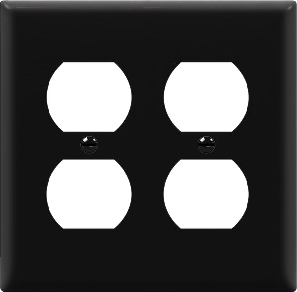 ENERLITES 8822-BK Double Duplex Wall Plate, 2-Gang Electrical Outlet Cover, Black, Unbreakable Polycarbonate