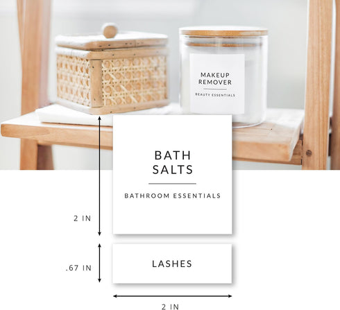 Minimalist Bathroom Labels for Organizing, 136 Preprinted Waterproof Removable Stickers for Bath Room and Makeup