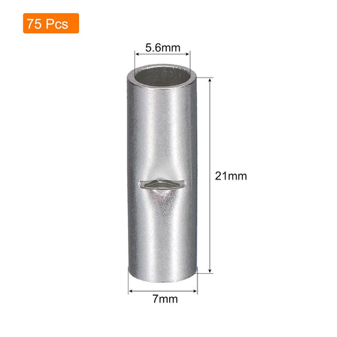 MECCANIXITY 75Pcs Non Insulated Butt Connectors 8AWG Wire Connector BN-8 for Electrical Crimp Ferrule Terminals