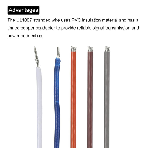 MECCANIXITY 24AWG Wire, 100m (328ft) PVC 1007 Stranded Hookup Wire Tinned Copper for DIY Wiring
