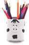 Ceramic Cow Shaped Pen Holder - Desk Decoration, Cow Decor, Succulent Plant Pot, Office School Gift