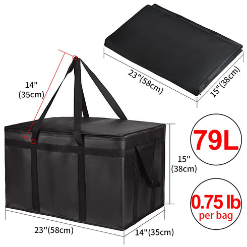 22x14x13, 1-Pack CIVJET Insulated Food Delivery Bag, XXXL Insulated Reusable Grocery Cooler/Hot Bags, Tote Bag