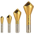 KEWAYO 4pcs Titanium Coated Countersink Chamfer Tool Set, Metal Wood Drill Bits for Deburring