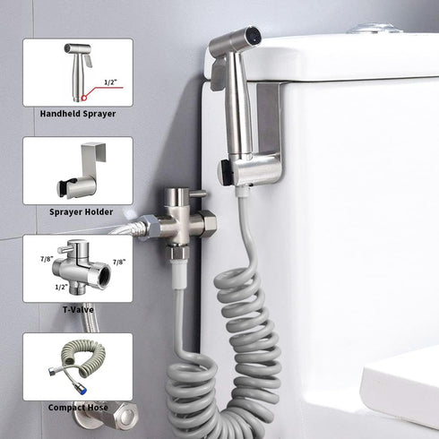 TONGNIDA Set Handheld Bidet Sprayer for Toilet Kit,Stainless Steel Muslim Shower Toilet Bidet Faucets Attachment