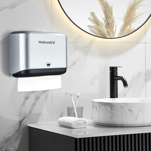 200 Wall Mount Paper Towel Dispenser, Multifold Hand Towel Dispenser with Smart Lock, Adhesive No-Drill or Screw