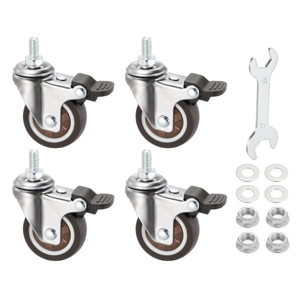 PATIKIL 2 Inch Stem Casters Wheel with Brake, 4 Pack Low Profile