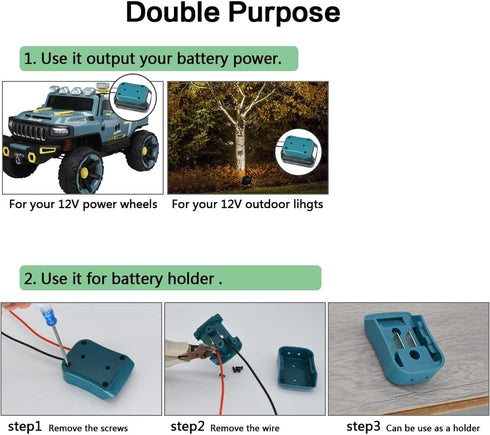 Adapter for Makita Battery 12V MAX, Power Wheels Adapter Dock, Battery Holder Wall Mount (Battery not Included)