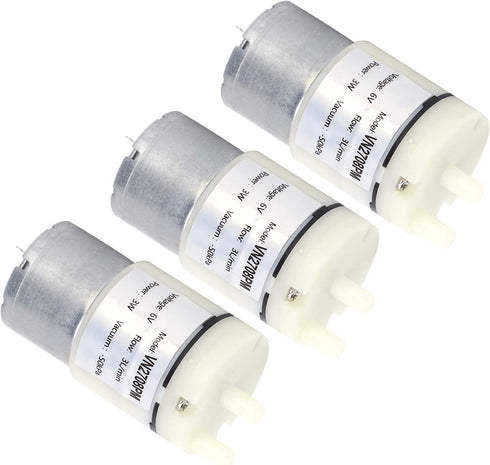 Walfront 3Pcs DC 6V Micro Diaphragm Pump, 3L/min Miniature Water Air Vacuum Motor for Fish Tank