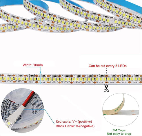 2835 DC12V 1200LEDs 16.4Ft 26000LM IP21, 3 SMD3528 6500K SUYOOULIN LED Strip Lights, SMD LED Strip, High Density LED