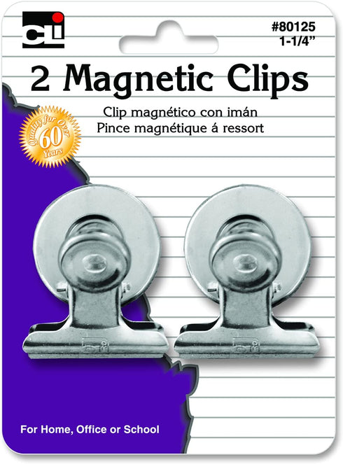 Charles Leonard Magnetic Spring Clips, 2 Per Pack, 24 Packs