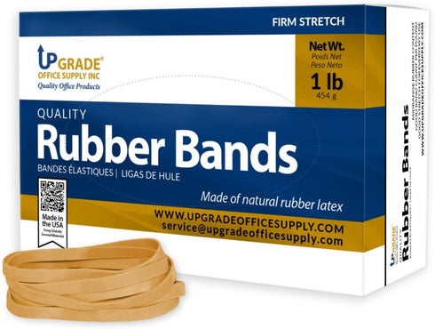 UPG22564 Rubber Bands, Upgrade Office Supply, Size #64 (3-1/2" x 1/4"), Natural Crepe, Made in USA (1 Pound Box)