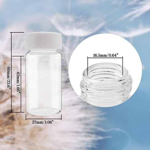 JIUWU 20ml Sample Vial, 0.68oz Clear Glass Vials with Screw Caps, Leak-Proof Small Liquid Bottle, Pack of 36 by JIUWU