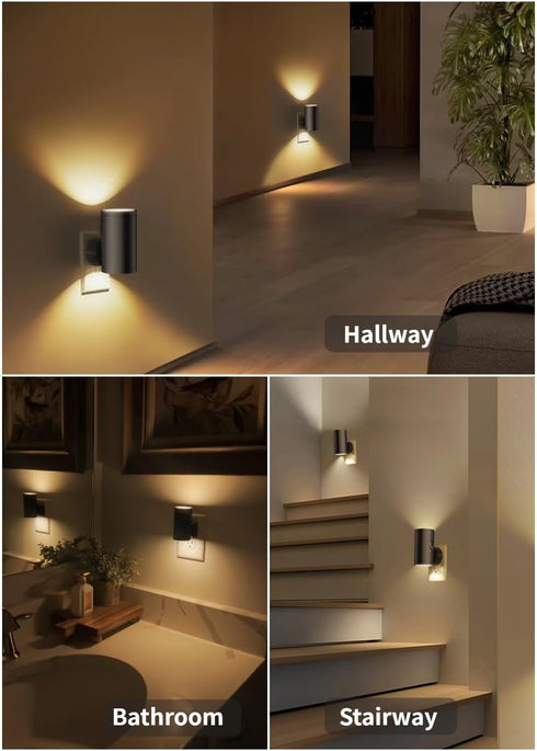 Sensor,5-300LM 3000K,Dimmable 2 Pack TSEXES LED Night Lights Plug into Wall, Dusk to Dawn Adjustable Brightness, Soft