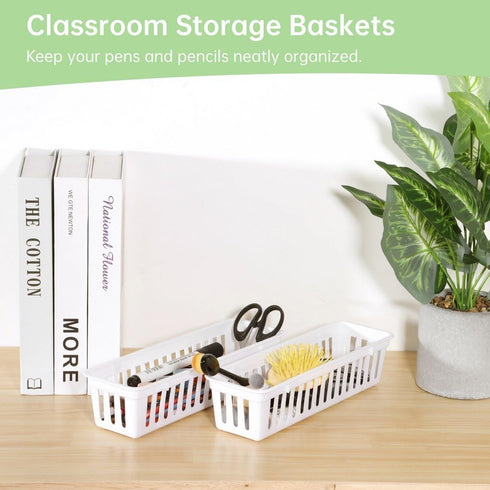 Lnrueg 20 PCS Classroom Storage Baskets - 10.2 x 3.1 x 2.4 inches, Durable Plastic Pencil Organizers for Home School