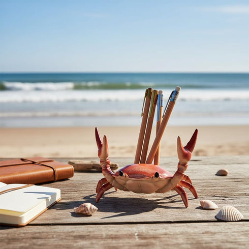 JIANSHUILIAN 1 Pc Red Creative Crab Pen Holder Weightlifting Crabs Pen Stand Storage Rack Office Home Desktop