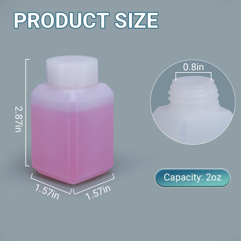 Plastic Container Lab Chemical Reagent Bottles 2oz for Liquid Solid Storage (Translucent, 10 PACK)