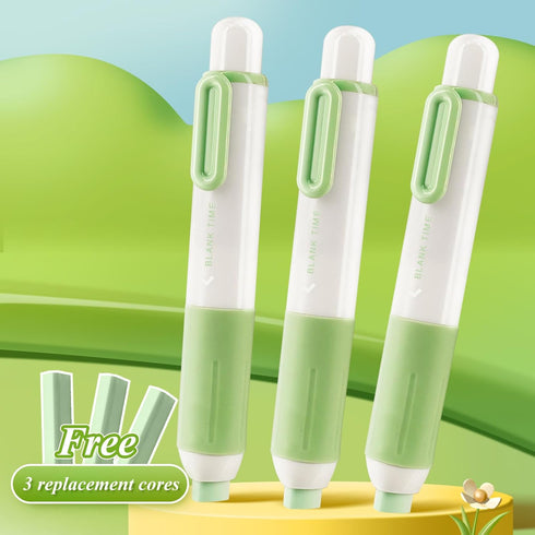 M&G 9+3 Pack Retractable Eraser Pen, 3 Pcs Cute Rubber Eraser Pens with 9 Refill, Art Erasers for Kids