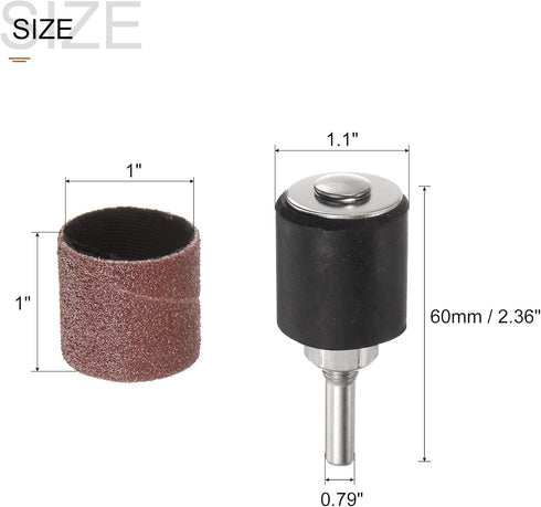 uxcell 50 Pcs 1 Inch Sanding Sleeves Sandpaper Set, 80 Grit with 2 Pcs 0.79 Inch Drum Mandrels for Rotary Tools