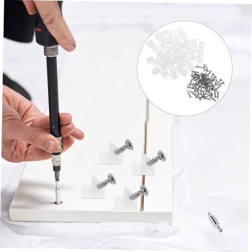 50pcs Plastic Fixing Brackets with Self-Tapping Screws for Drawer Corner for Furniture Repair and Projects Ample Supply