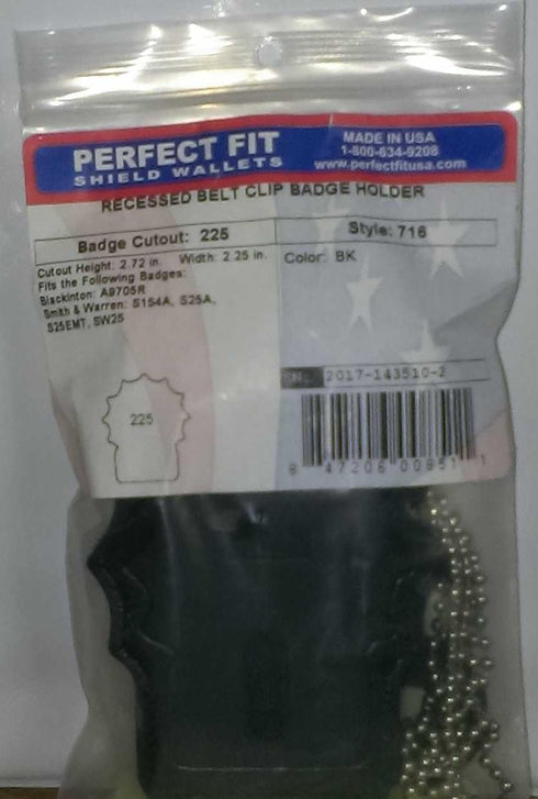 Perfect Fit NYPD Detective Badge Holder with Pocket and Chain, Clip (Cutout PF225)