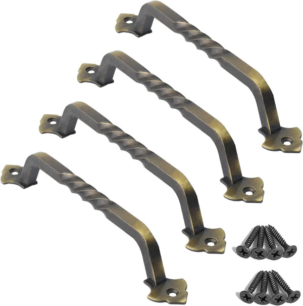 OVOV Barn Door Pull Handle Hardware - 4 Pack for Wooden Garden Gate Shed Cabinet Door (Bronze)