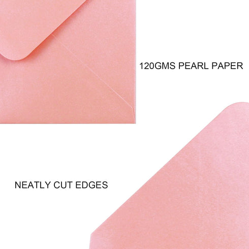 YINUOYOUJIA 50 PCS 5 x 7 Pearl Pink A7 Envelopes, V Flap Invitation Envelopes, Perfect for Weddings, Birthdays,