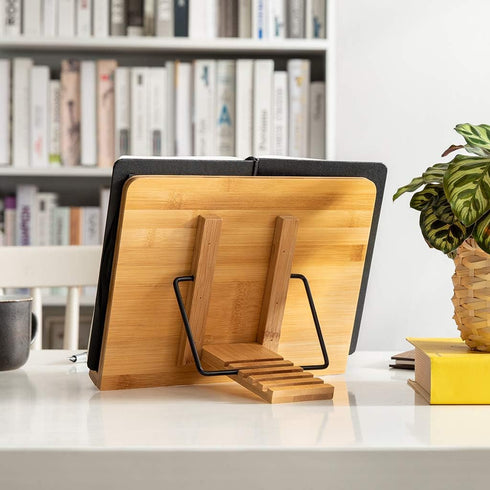 wishacc Book Stand XL-Large Size, 15.4" x 11.0" Adjustable Foldable Book Holder for Cookbooks, Textbooks, Tablets