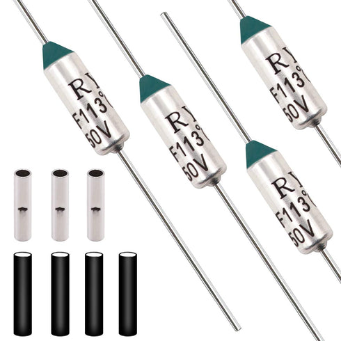 Tnisesm 10 Pcs 113 C Metal Thermal Cutoffs - Thermal Fuse 10A 250V with Connectors for Appliances