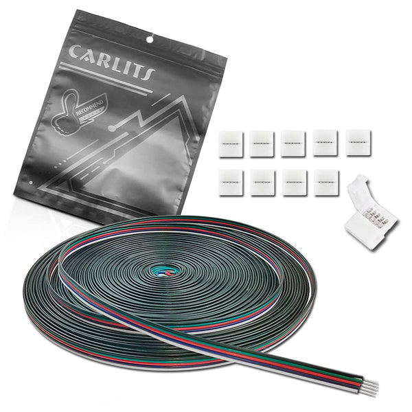 22AWG 5pin RGBW Extension Cable Wire, 65.6FT 20M Stranded Tinned Copper for 3528 5050 LED Strip Lights